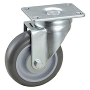 Zoro Select Swivel Plate Caster, 4 in Dia, 300 lb, Gray 2G043
