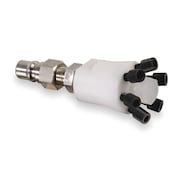 JUSTRITE Silver/White Polypropylene/Stainless Steel Manifold w/Stainless Steel Fitting 28177