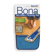 Bona 1/2 in Flat Mop Pad, Hook-and-Loop Connection, Looped-End, Blue, Microfiber AX0003053