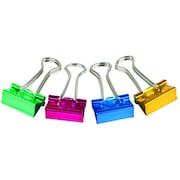 Zoro Select Binder Clip, 1-1/4 In, Metal, Assorted, Pk24 2WFX7