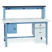 PRO-LINE Bolted Workbench with Riser, ESD Laminate, 60 in W, 30 in to 36 in Height, 5,000 lb, Straight TSHD6036ESD-L14