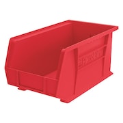 Akro-Mils 60 lb Hang & Stack Storage Bin, Plastic, 8 1/4 in W, 7 in H, Red, 14 3/4 in L 30240RED