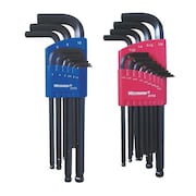 Westward 22-Piece Hex Key Set, L, Metric and SAE, Long, Alloy Steel, Plastic Holder, 2CYC7 2CYC7