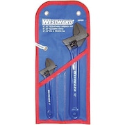 WESTWARD Adj. Wrench Set, 6", 10", Black, 2 Pc. 20PG95