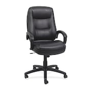 LORELL Leather Executive Chair, 18-1/4" to 21-3/4", Padded Arms, Black LLR63286