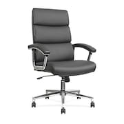 LORELL Executive Chair, Leather, 18-1/2" to 22-1/2" Height, Fixed Arms, Black, Chrome LLR20018