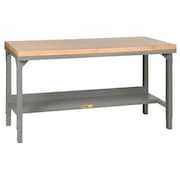 Little Giant Bolted Workbenches, Butcher Block, 48" W, 28-3/4" to 42-3/4" Height, 3000 lb., Straight WSJ2-2448-AH