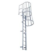 COTTERMAN 18 ft 3 in Fixed Ladder with Safety Cage, Steel, 16 Steps, Forward Exit, Powder Coated Finish F16WC C1
