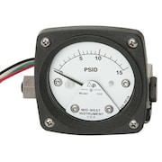 MIDWEST INSTRUMENT Pressure Gauge, 0 to 30 psi 120-AA-00-O(CA)-30P