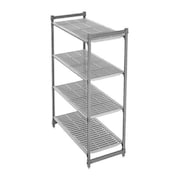 CAMBRO Starter Plastic Shelving Unit, Vented Style, 24 in D, 36 in W, 72 in H, 4 Shelves, Brushed Graphite EACBU243672V4580