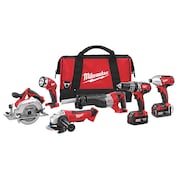 Milwaukee Tool M18 Cordless Combo Kit, 18 Volt DC, 6 Tools 2696-26