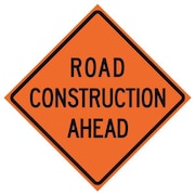 EASTERN METAL SIGNS AND SAFETY Road Construction Ahead Traffic Sign, 48 in H, 48 in W, Vinyl, Diamond, English, 669-C/48-MFO-RA 669-C/48-MFO-RA