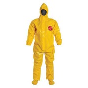 Dupont Hooded Tychem 9000 Coverall, Yellow, Socks, XL, PK2 BR128TYXL000200