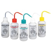 Lab Safety Supply Translucent, Wash Bottle 16 oz., Assorted 5 Pack 24J898