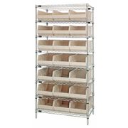 QUANTUM STORAGE SYSTEMS Steel, Polypropylene Bin Shelving, 36 in W x 74 in H x 21 in D, 8 Shelves, Ivory WR8-485IV