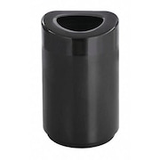 SAFCO 30 gal Round Trash Can, Black, 18-1/2" Dia, None, Steel, Rigid Plastic 9920BL