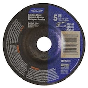 NORTON ABRASIVES Depressed Center Wheels, Type 27, 5 in Dia, 0.25 in Thick, 7/8 in Arbor Hole Size, Aluminum Oxide 66252843614
