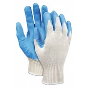 MCR SAFETY Latex Coated Gloves, Palm Coverage, Blue/White, S, 12PK 9682S