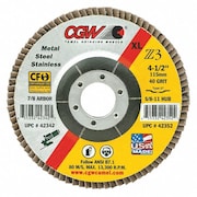 CGW ABRASIVES Flap Disc, 4.5x7/8, T27, Z3, Reg, 80G 42305