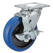 Zoro Select Swivel Plate Caster, Rubber, 6 in., 600 lb. P21S-EP060K-14-WB-001