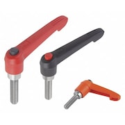 KIPP Adjustable Handle w Push Button, Sz: 2, M08X60, Plastic, Black, Comp: Stainless Steel, Button: Red K0270.71208X60