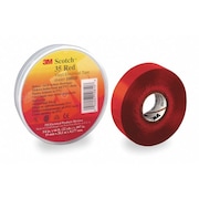 3M Vinyl Electrical Tape, 35, Scotch, 3/4 in W x 66 ft L, 7 mil thick, Red, 1 Pack 10810