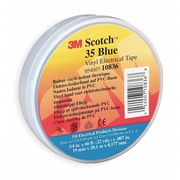 3M Vinyl Electrical Tape, 35, Scotch, 3/4 in W x 66 ft L, 7 mil thick, Blue, 1 Pack 10836