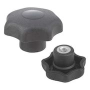 KIPP Star Grip, Similar To DIN 6336, D=1/2-13, D1= 63 H=40, Internal Thread, Cap and Grip: Black Plastic K0154.2A5