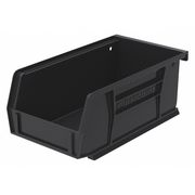 Akro-Mils Hang & Stack Storage Bin, Black, Plastic, 7 3/8 in L x 4 1/8 in W x 3 in H, 10 lb Load Capacity 30220BLACK