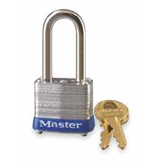 Master Lock Padlock, Keyed Different, Long Shackle, Rectangular Steel Body, Steel Shackle, 1/2 in W 7LF