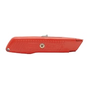 Stanley Safety Knife, Self-Retracting, 5 7/8 in L, Rounded Steel Safety Blade, General Purpose, Orange 10-189C