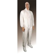 Cellucap Hooded Disposable Coveralls, White, Polypropylene, Zipper 55819LGRA