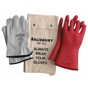 Salisbury Electrical Rubber Glove Kit, Leather Protectors, Glove Bag, Red, 11 in, Class 0, Size 11, 1 Pair GK011R/11