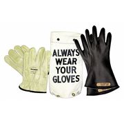 Salisbury Electrical Rubber Glove Kit, Leather Protectors, Glove Bag, Black, 11 in, Class 0, Size 9, 1 Pair GK011B/9