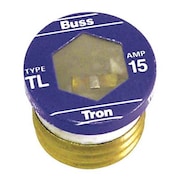 Eaton Bussmann Plug Fuse, Time Delay, 15A, T Series, 125V AC, Not Rated T-15