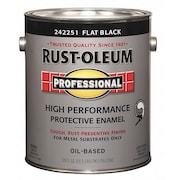 Rust-Oleum Interior/Exterior Paint, Flat, Oil Base, Black, 1 gal 242251