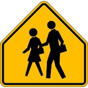 LYLE School Crossing Pictogram Traffic Sign, 30 in H, 30 in W, Aluminum, Pentagon, No Text, S1-1-30HA S1-1-30HA