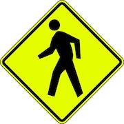 LYLE Pedestrian Crossing Pictogram Traffic Sign, 24 in H, 24 in W, Aluminum, Diamond, W11-2-24FA W11-2-24FA