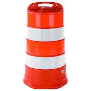 Zoro Select Traffic Barrel, White/Orange, HDPE 03-780-6EG
