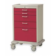 Metro Medical Cart, Steel/Polymer, Taupe/Red MBX2201TL-RE