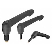 KIPP Adjustable Handle with Non-Marring Brass Tip, Size 2, M06X60, Form A, Handle Plastic, Black RAL 7021 K0780.12061X60