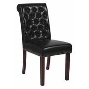 FLASH FURNITURE Parsons Chair, 18.5W27-1/2"L39.75H, LeatherSeat, MidcenturySeries BT-P-BK-LEA-GG