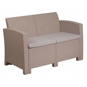 Flash Furniture Lt Gray Rattan Loveseat w/ All-Weather Cushions DAD-SF2-2-GG