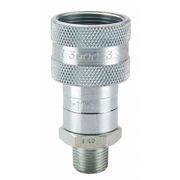 PARKER Hydraulic Quick Connect Hose Coupling, Steel Body, Sleeve Lock, 3/8"-18 Thread Size, 3000 Series 3050-3