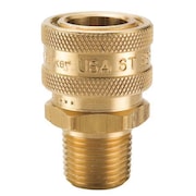 PARKER Hydraulic Quick Connect Hose Coupling, Brass Body, Sleeve Lock, 3/8"-18 Thread Size, ST Series BST-3M
