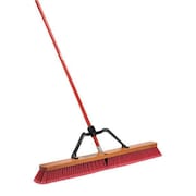 Libman 36 in Sweep Face Push Broom, Black, Red, 60 in L Handle 1101003