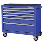 Westward WESTWARD Rolling Tool Cabinet, 6-Drawers, Powder Coated Blue, 42" W x 19" D x 40" H 32H854