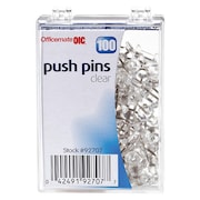 Oic Push Pins, PlasticBx, Cr, PK100 92707