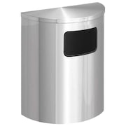GLARO 24 gal Half-Round Trash Can, Satin Aluminum, 24 in Dia, None, Aluminum 2493-SA-SA