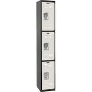 Hallowell Wardrobe Locker, 12 in W, 18 in D, 72 in H, (1) Wide, (3) Openings, Light Gray/Black U1282-3MP
